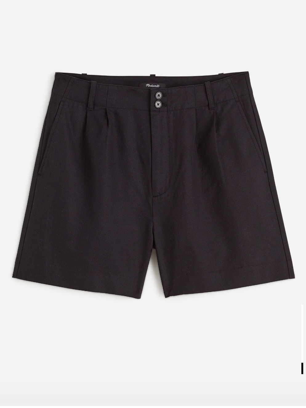 Madewell Black The Drapey Twill Pleated Short
